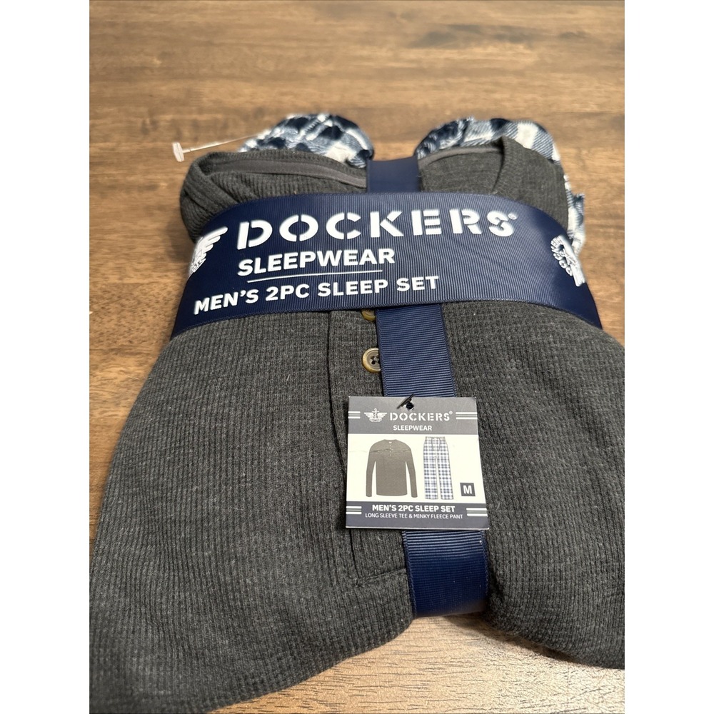 NWT Dockers Men's 2 Piece Sleep Pajama Lounge Pants Thermal Set Size Medium New